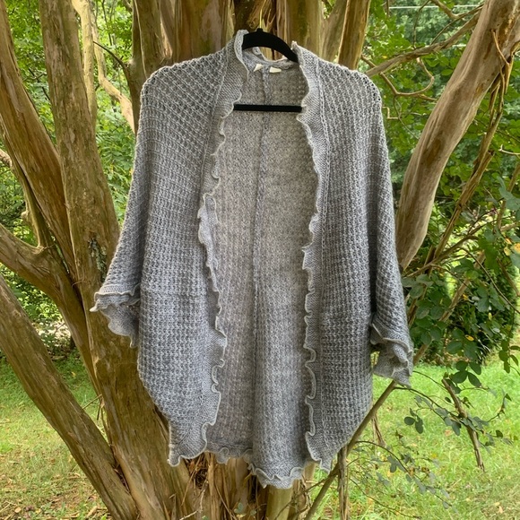 Anthropologie Moth Rocia Ruffle Trim Cardigan in Grey - Picture 5 of 12